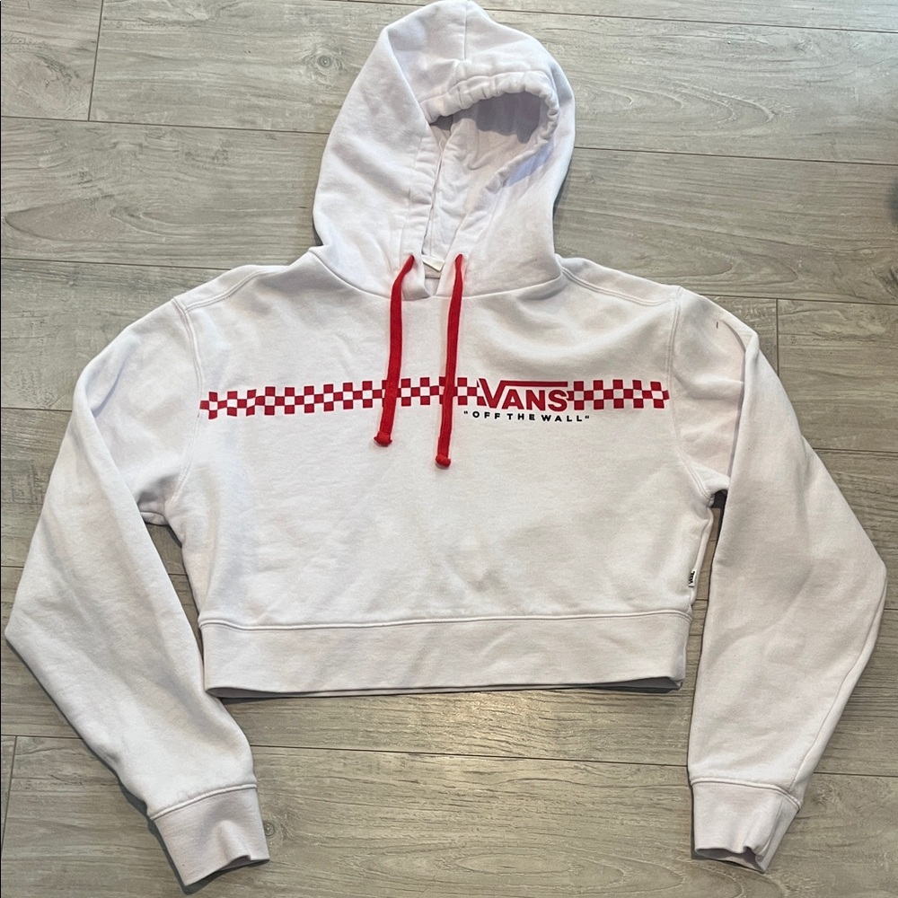 Vans Off The Wall White Cropped  Hoodie